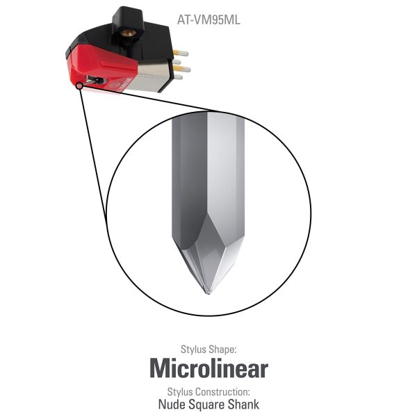 Audio-Technica AT-VM95ML Dual Moving Magnet Turntable Cartridge Red Supply - Image 4